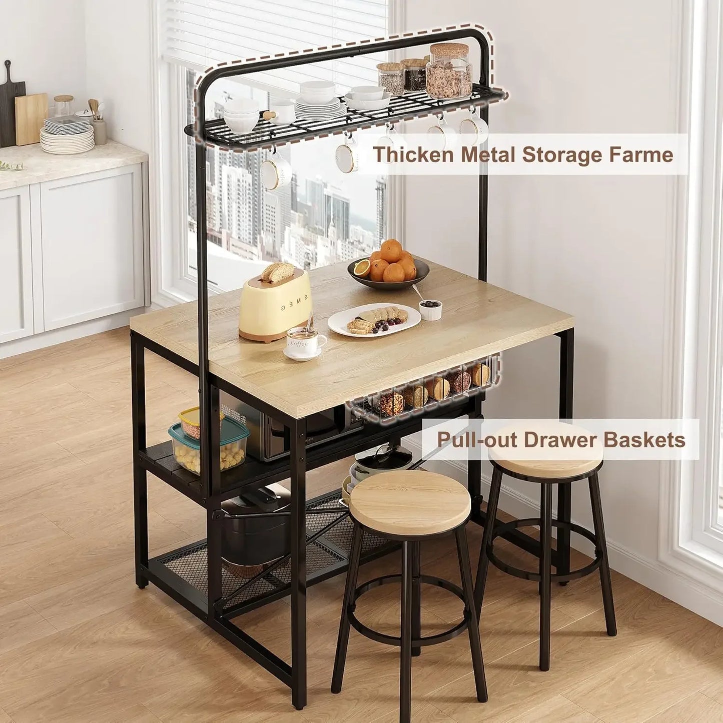 Luxe Cottage Kitchen Island (Bakers Rack, Island Table or Coffee Bar Table)