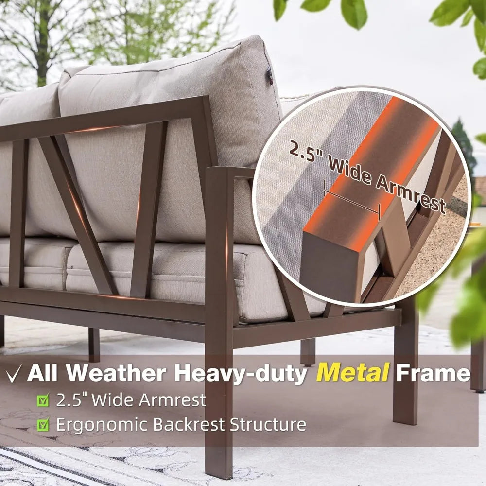 Bestselling 6-Piece Chic Farmhouse Outdoor Sofa Set – Includes Free Waterproof Cover for Year-Round Comfort