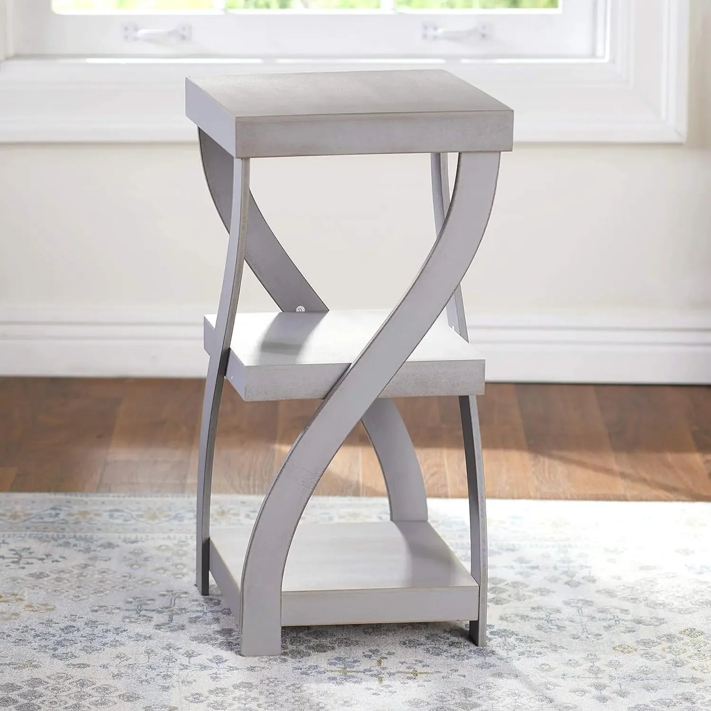 Distressed Twisted Wood Accent Table