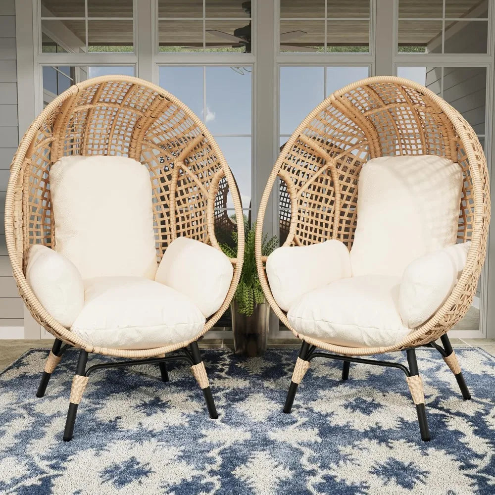 Oversized Wicker Egg Chair Set