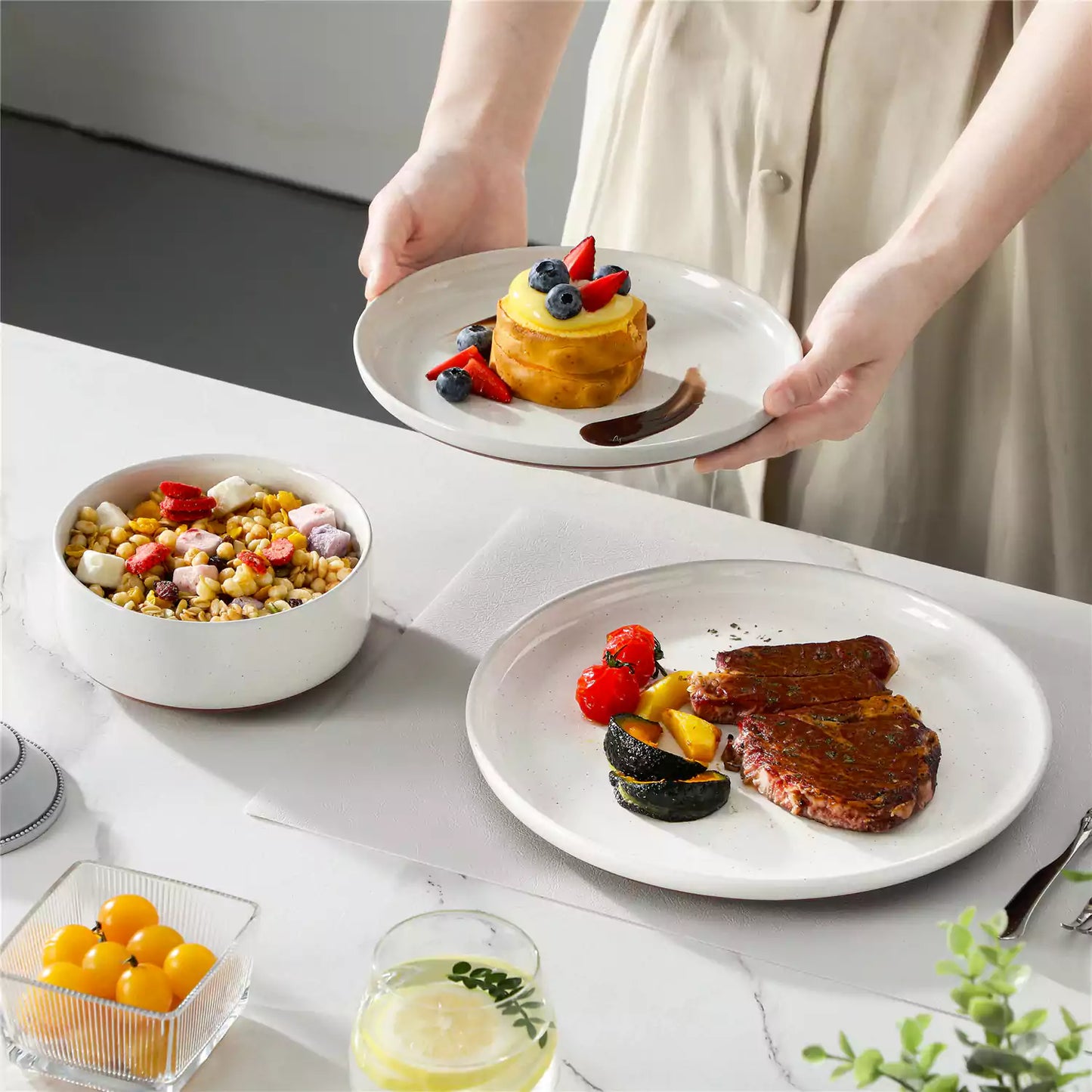 Cottage Style 12 Piece Dinnerware Set, serves 4