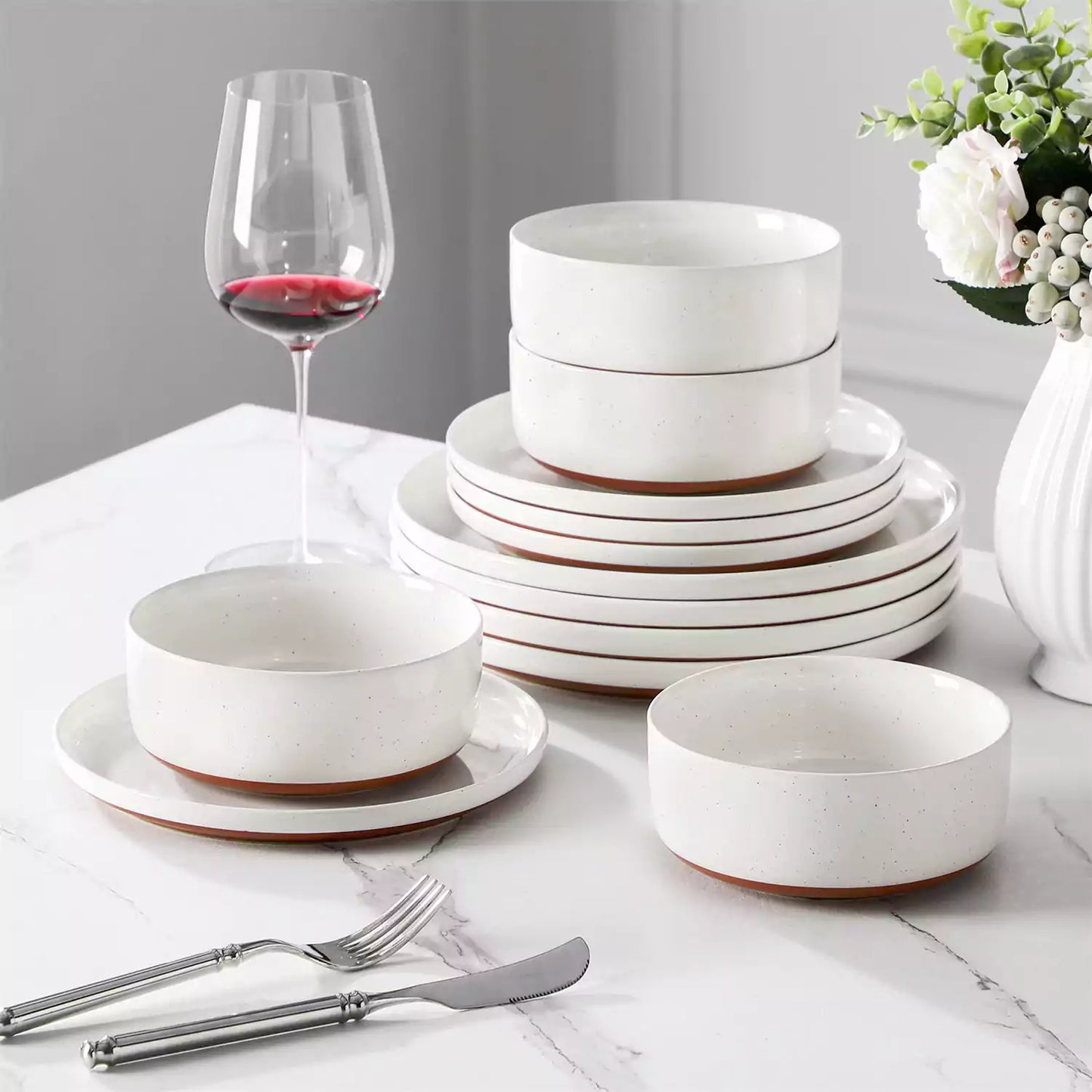 Cottage Style 12 Piece Dinnerware Set, serves 4