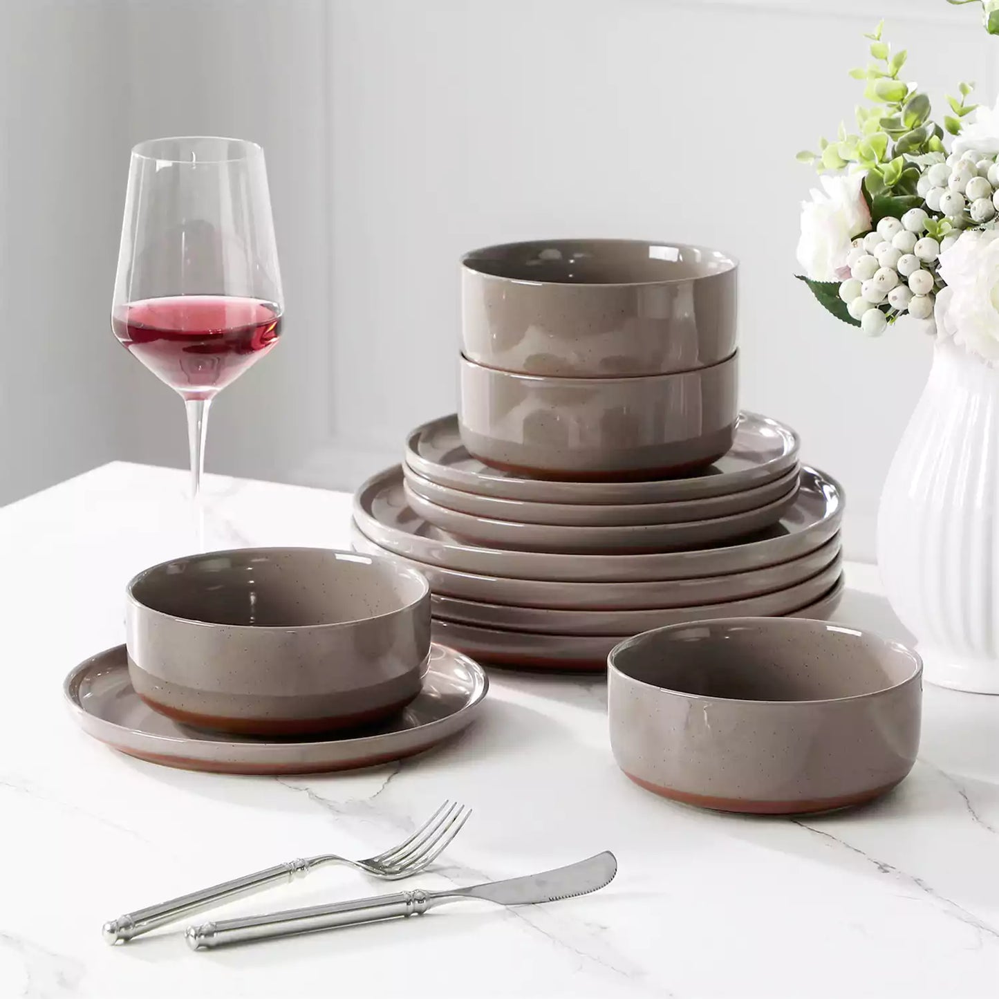 Cottage Style 12 Piece Dinnerware Set, serves 4