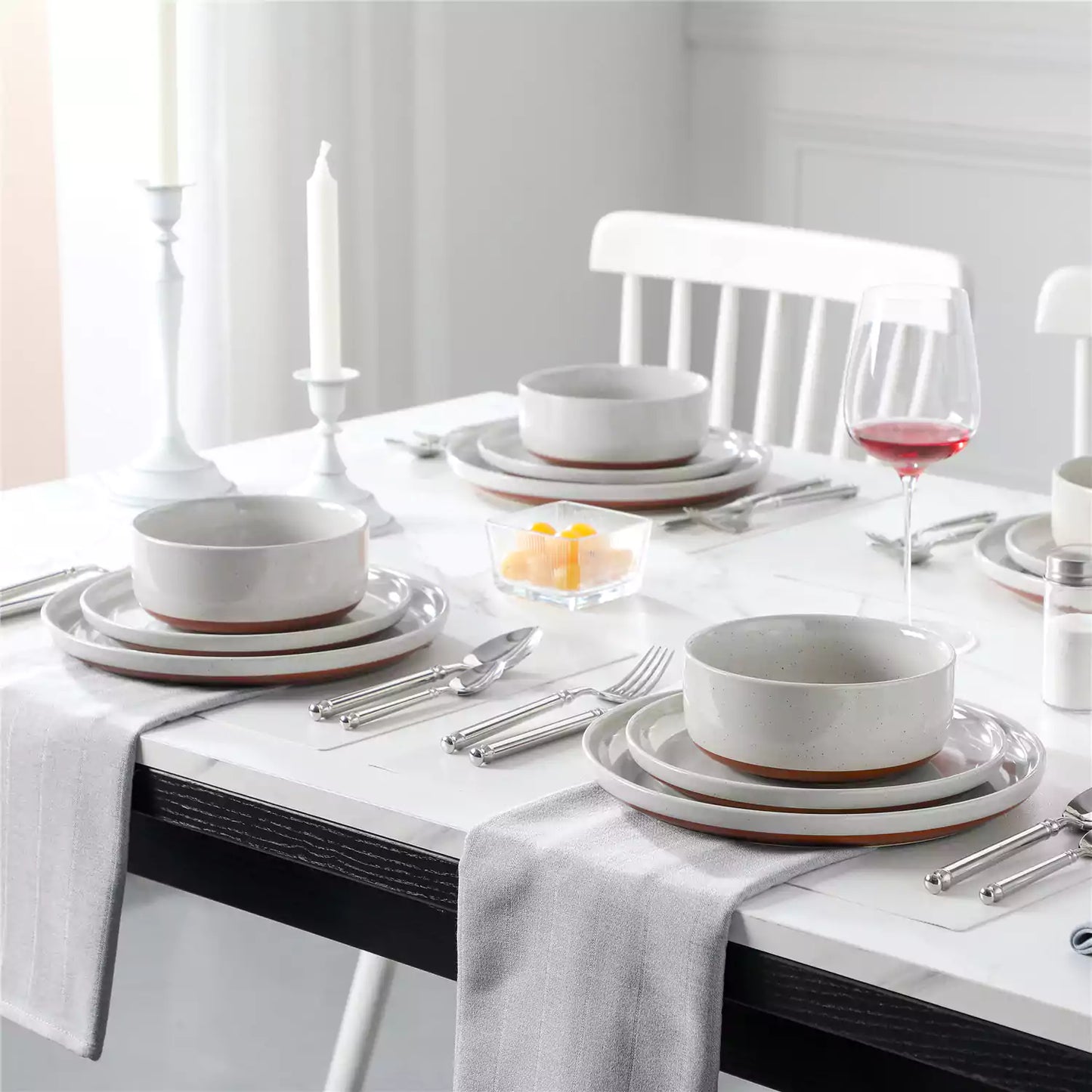 Farmhouse Stoneware 12 Piece Dinnerware Set, seres 4