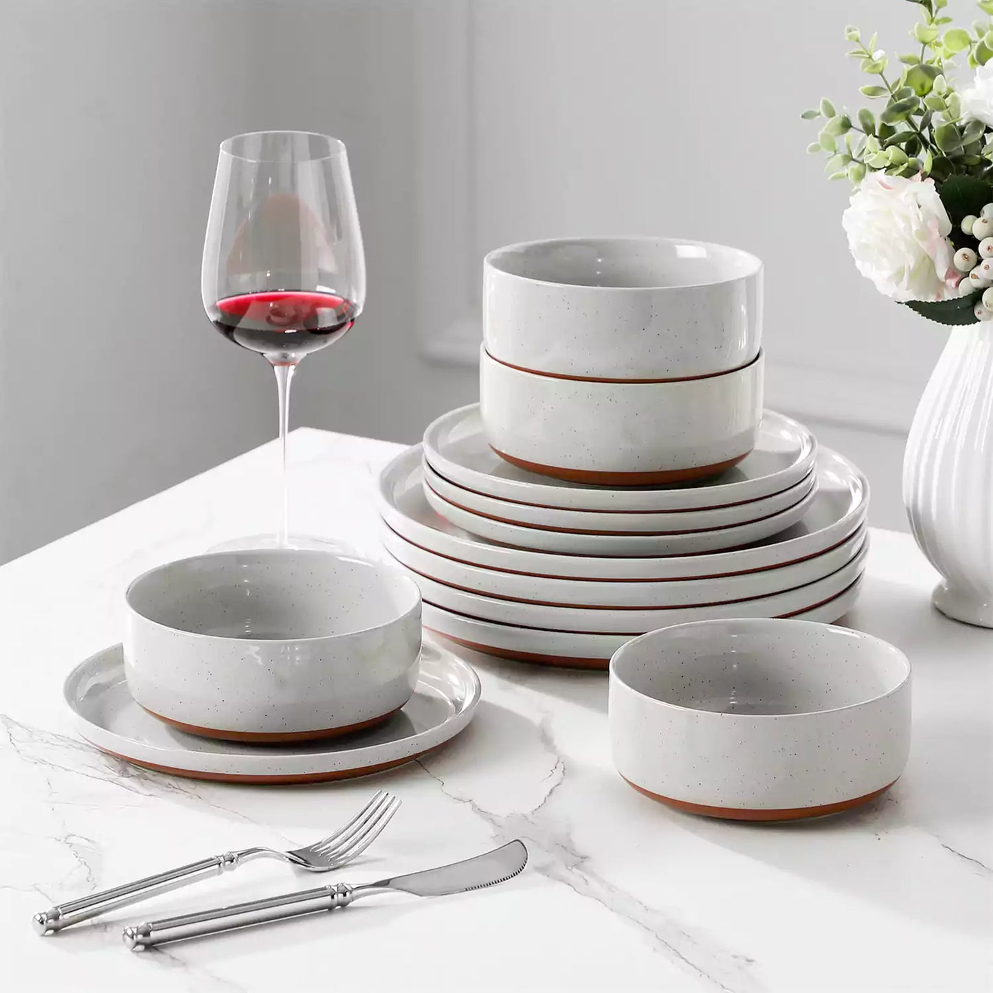 Farmhouse Stoneware 12 Piece Dinnerware Set, seres 4