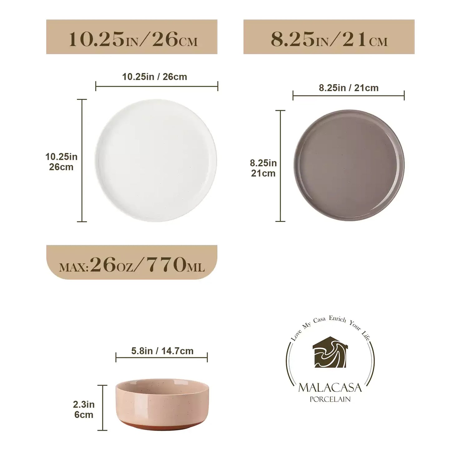 24 Piece Stoneware Dinnerware Set for 8