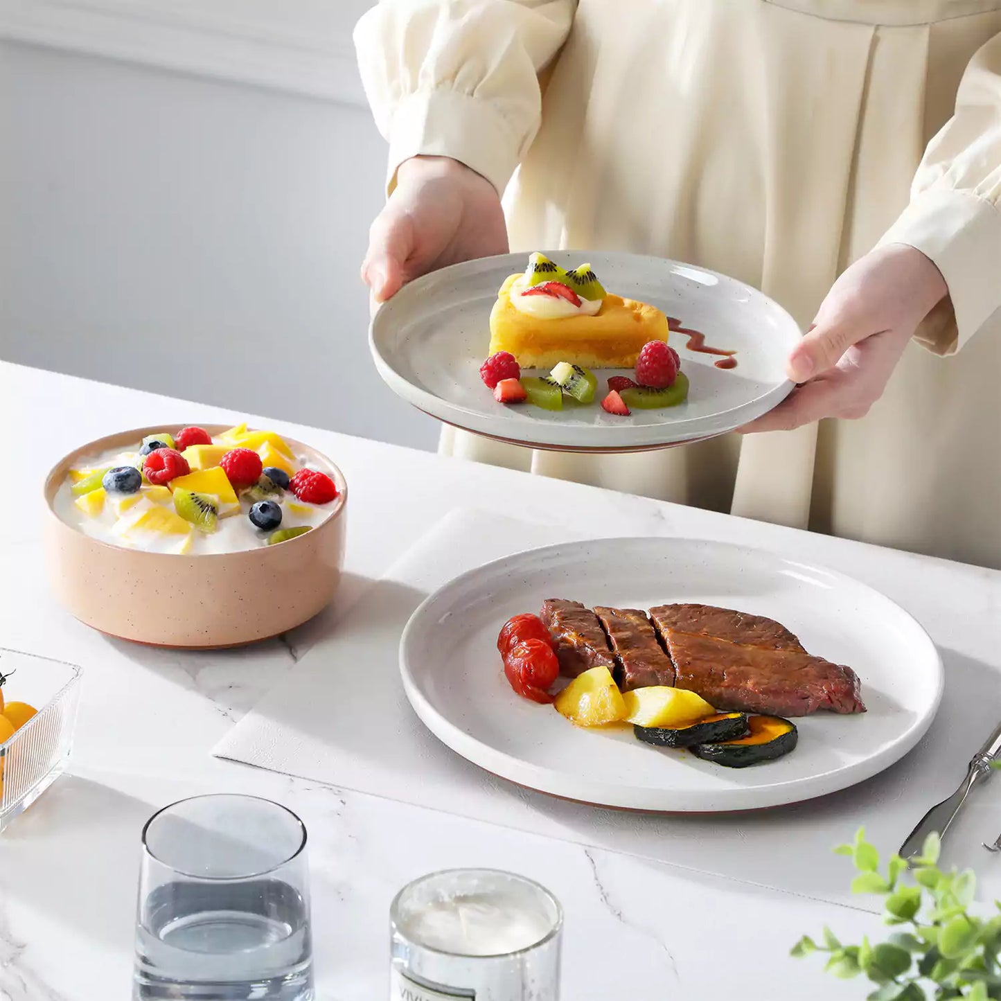 Cottage Style 12 Piece Dinnerware Set, serves 4