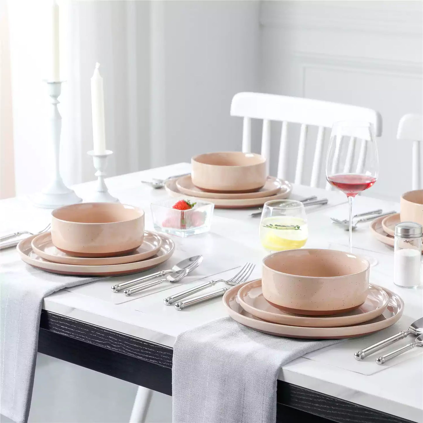 Farmhouse Stoneware 12 Piece Dinnerware Set, seres 4