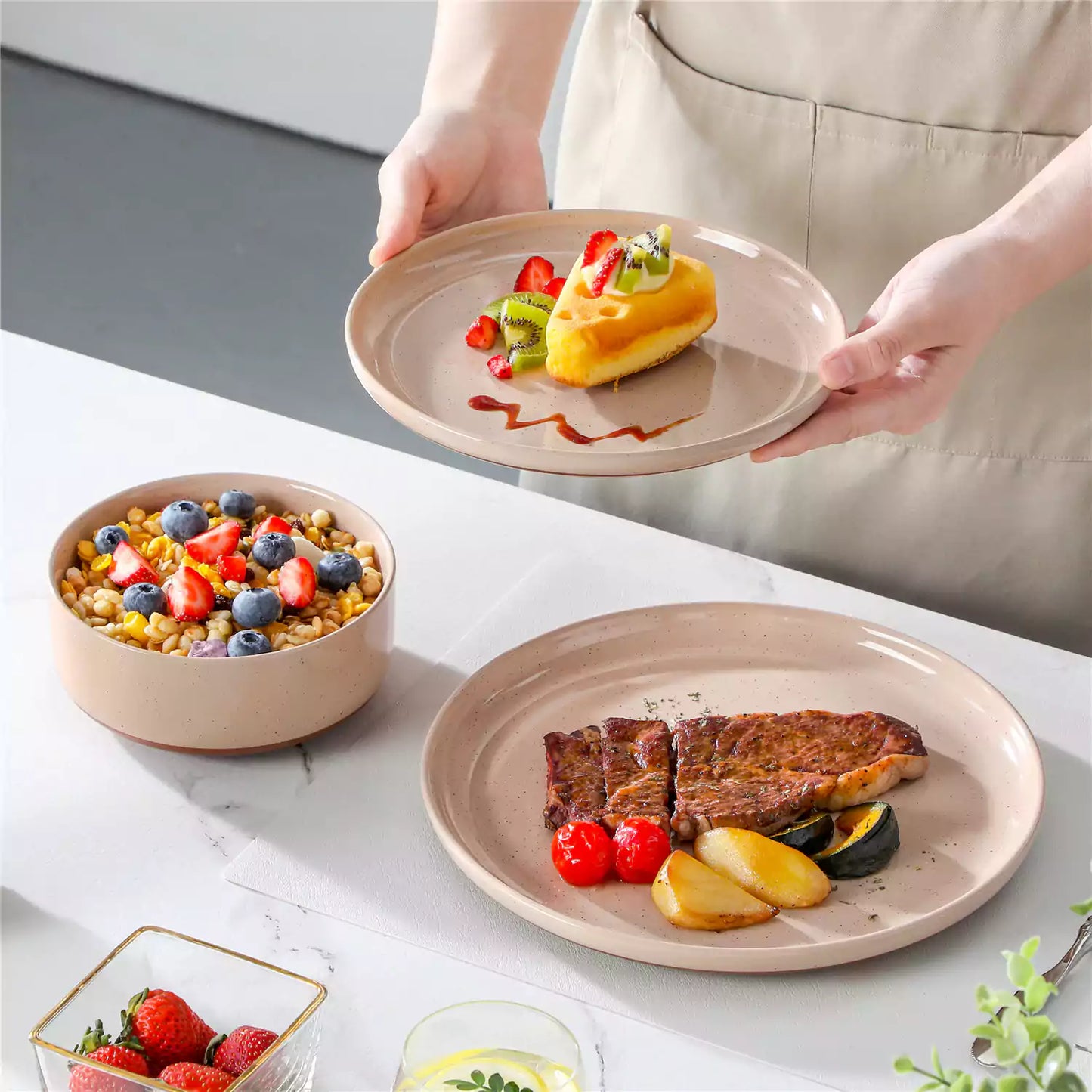 Cottage Style 12 Piece Dinnerware Set, serves 4