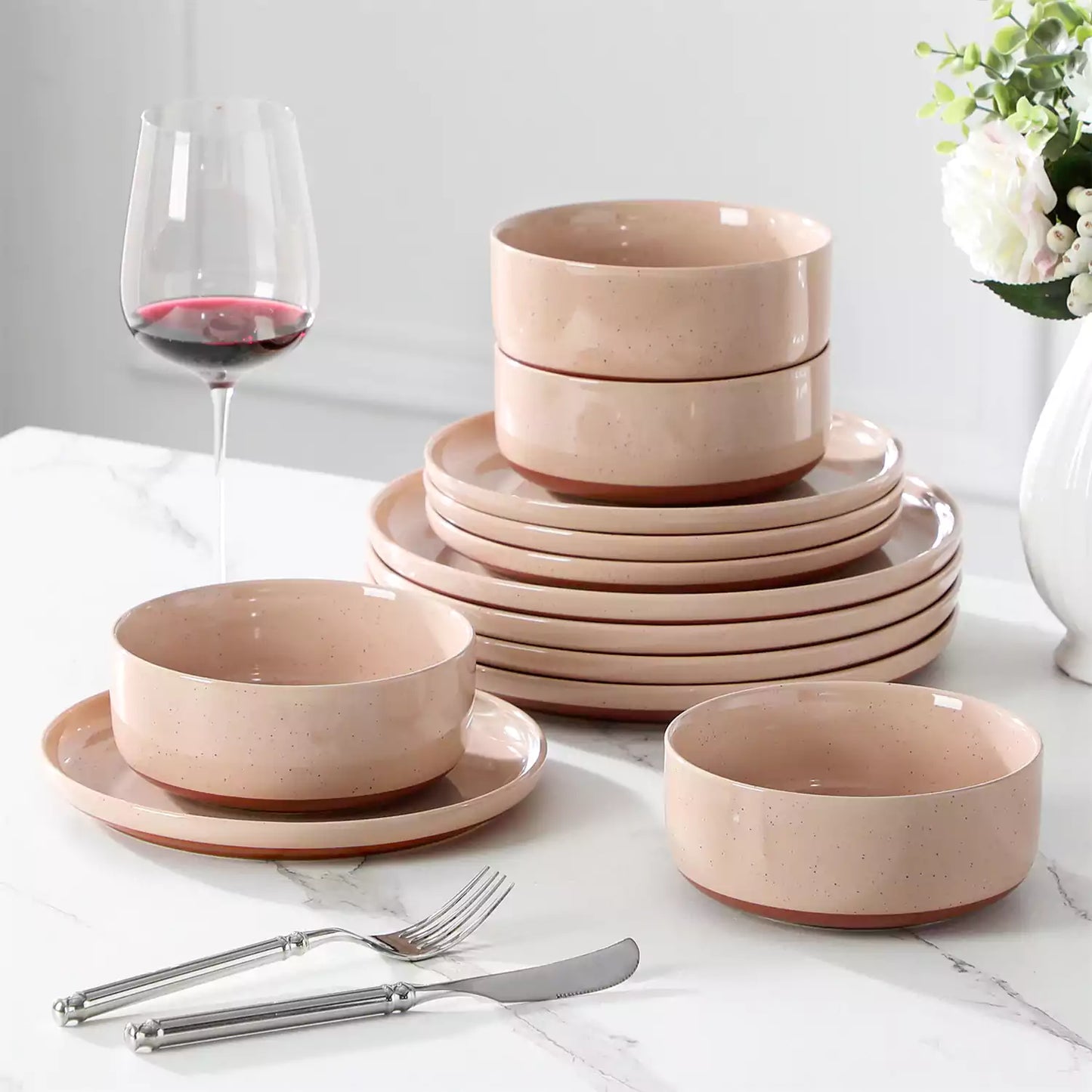 Cottage Style 12 Piece Dinnerware Set, serves 4