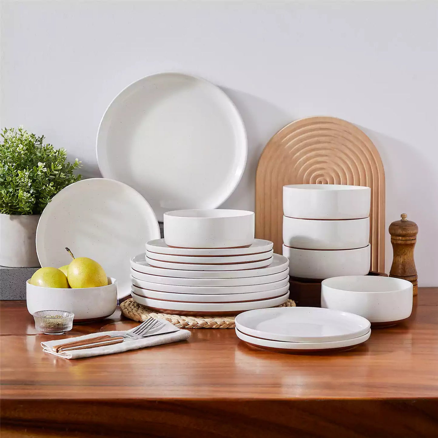 Farmhouse 18 Piece Stoneware Dinnerware Set, serves 6