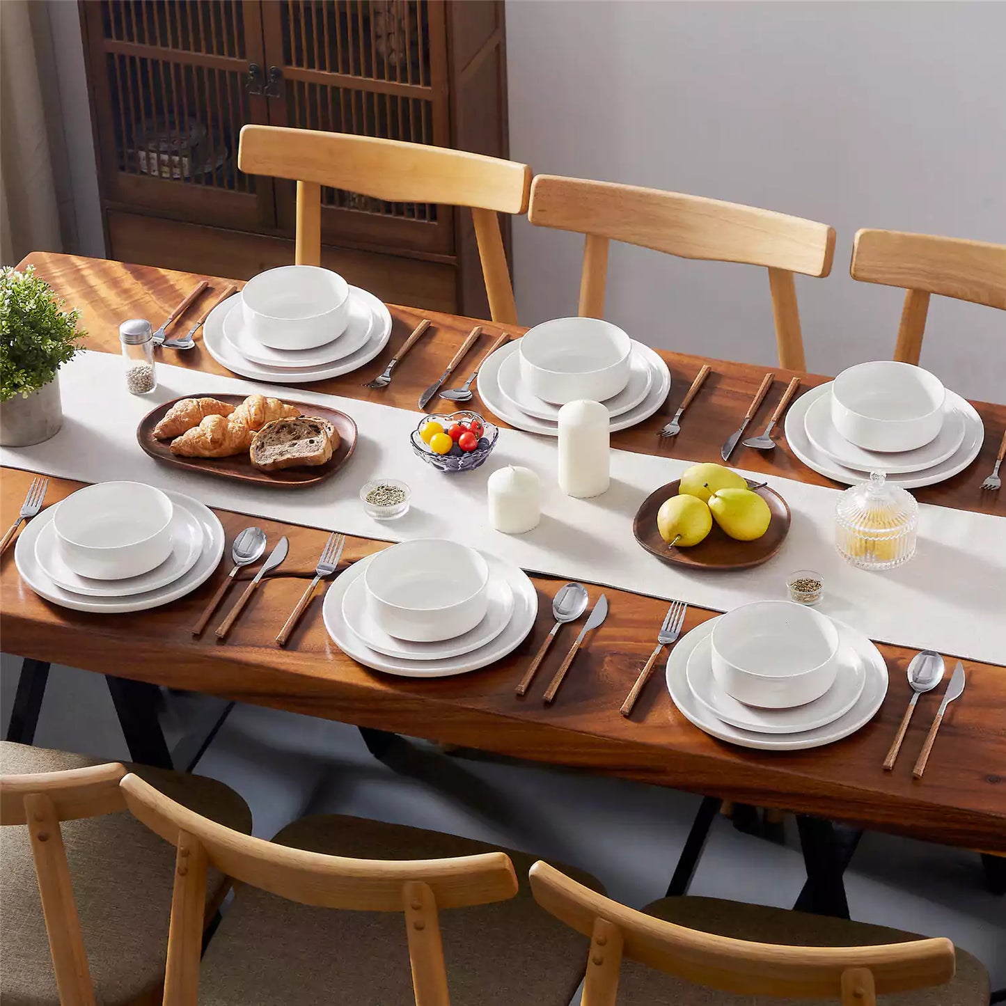 Farmhouse 18 Piece Stoneware Dinnerware Set, serves 6
