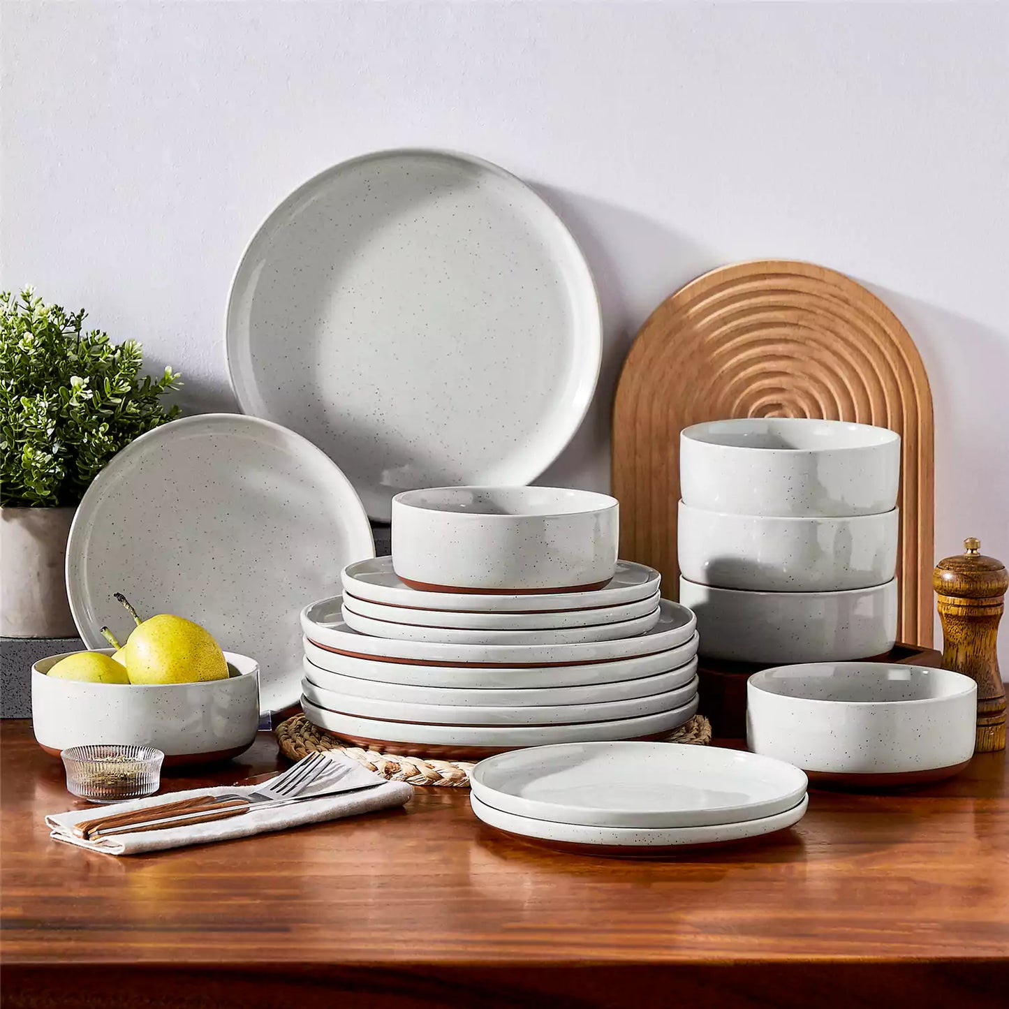 Farmhouse 18 Piece Stoneware Dinnerware Set, serves 6