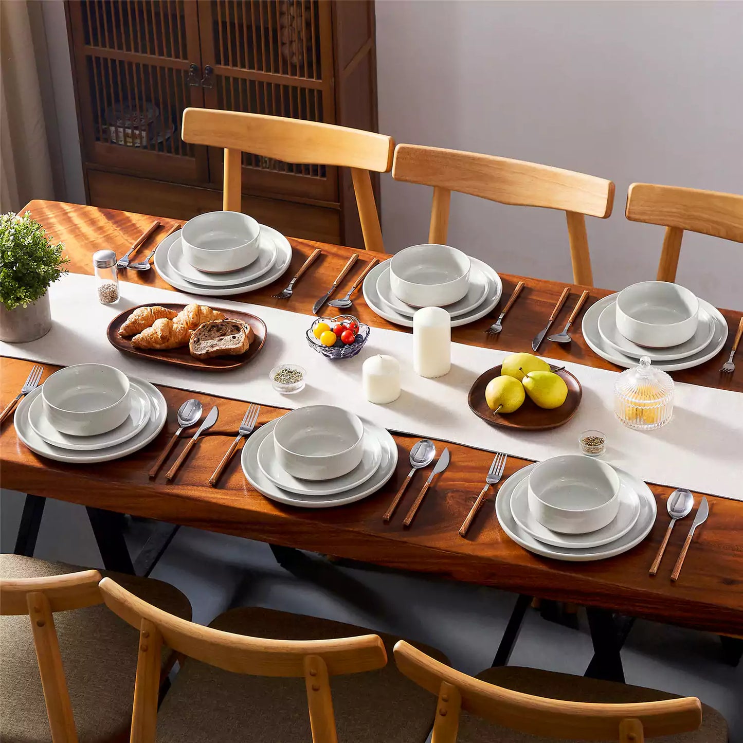 Farmhouse 18 Piece Stoneware Dinnerware Set, serves 6