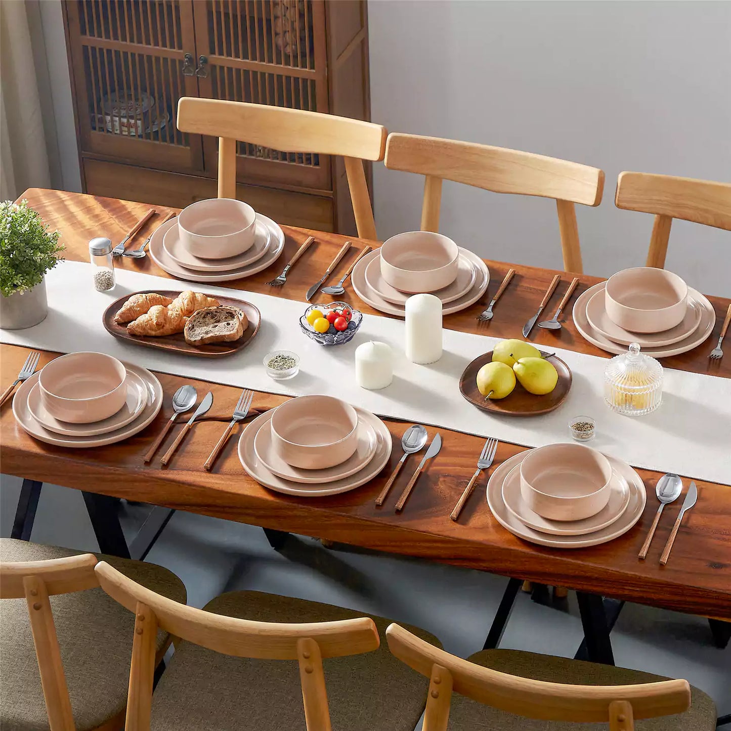Farmhouse 18 Piece Stoneware Dinnerware Set, serves 6