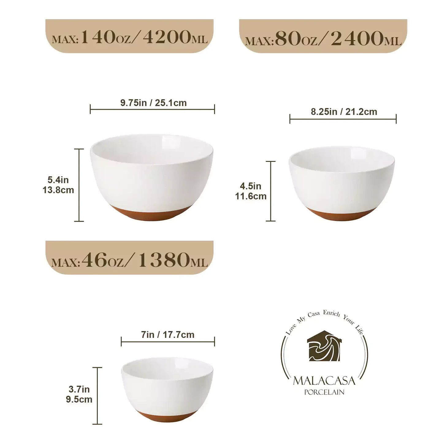 Rustic Charm Mixing Bowls Set of 3