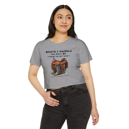 Country Chic Crop Top Boots & Saddle Graphic Tee