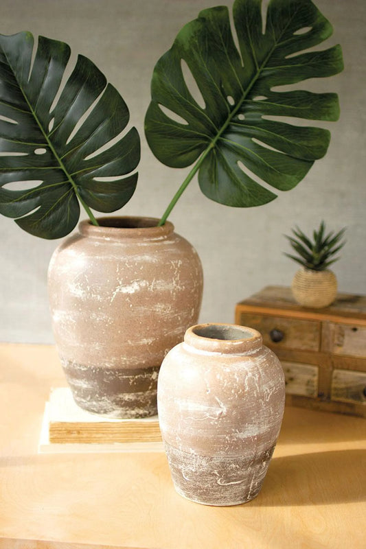 Exclusive Two-Toned Ceramic Vase Set – Elegant Artisan Craftsmanship, Set of 2