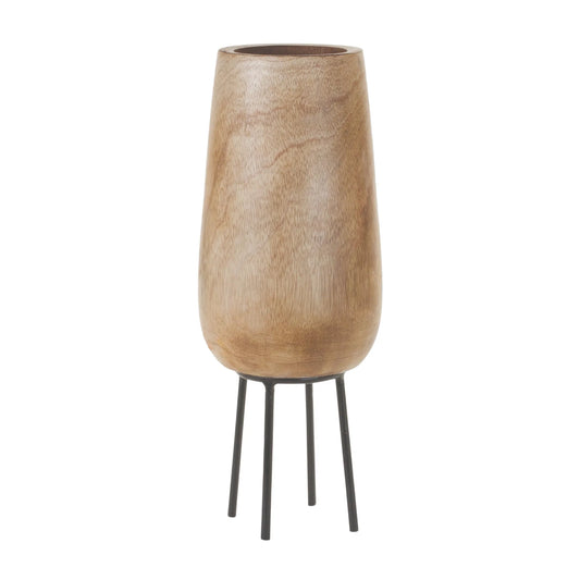 Artisan's Elegance – Handcrafted Solid Wood Vase for Timeless Home Accents