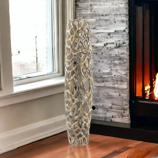 Lustrous 40-Inch Gold Aluminum Cylinder Vase – Modern Elegance with Durable Lightweight Design
