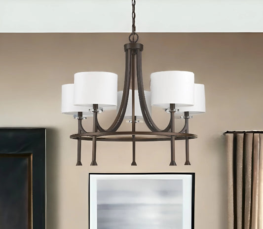 Crystals Dimmable Chandelier With White Shades