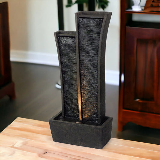 41" Grey Polyresin Tower Indoor/ Outdoor Fountain