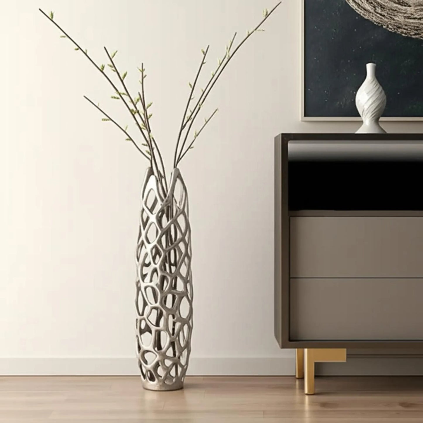 The Stunner Aluminum Floor Vase – Sleek Sophistication Meets Durable Modern Design