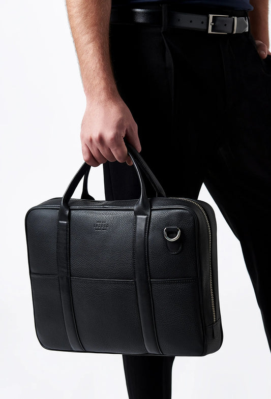 Leather Business Briefcase With Laptop Compartment