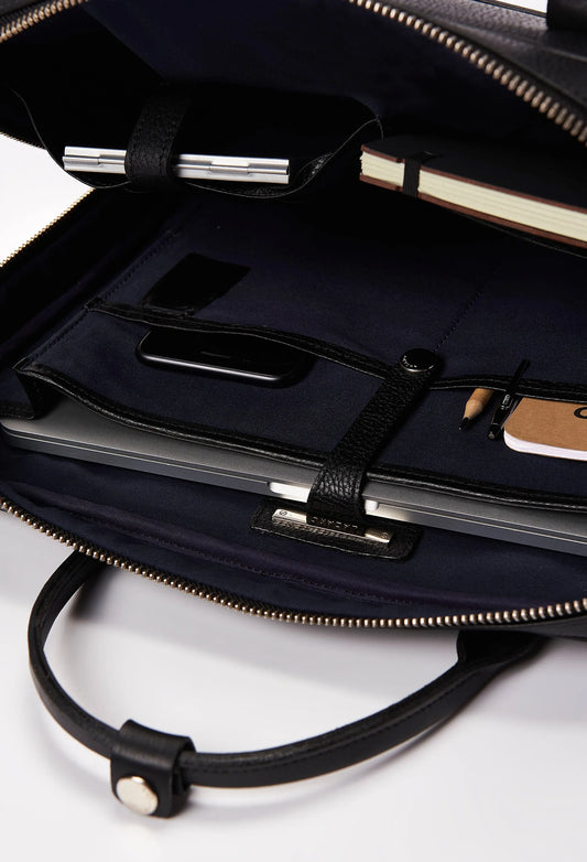 Leather Business Briefcase With Laptop Compartment