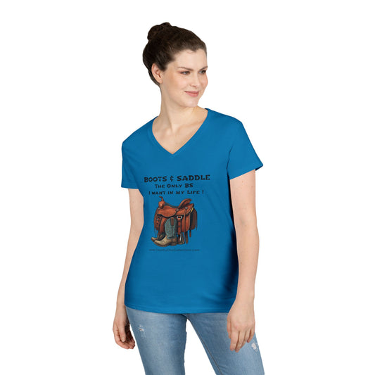 Cowgirl V-Neck "Boots & Saddle" Graphic Tee