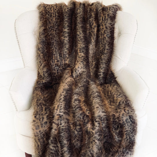 Plutus Plush Tawny WildCat Handmade Luxury Faux Fur Throw