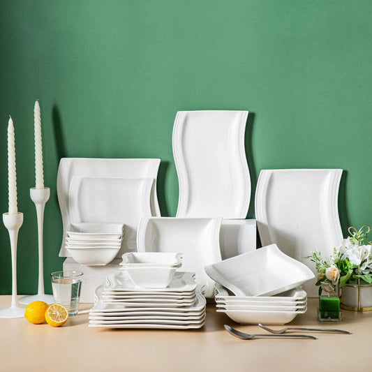 Elegant 26 Piece Marble Design Dinnerware Set for 6