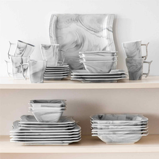 Premium Marble 36 Piece Dinnerware Set