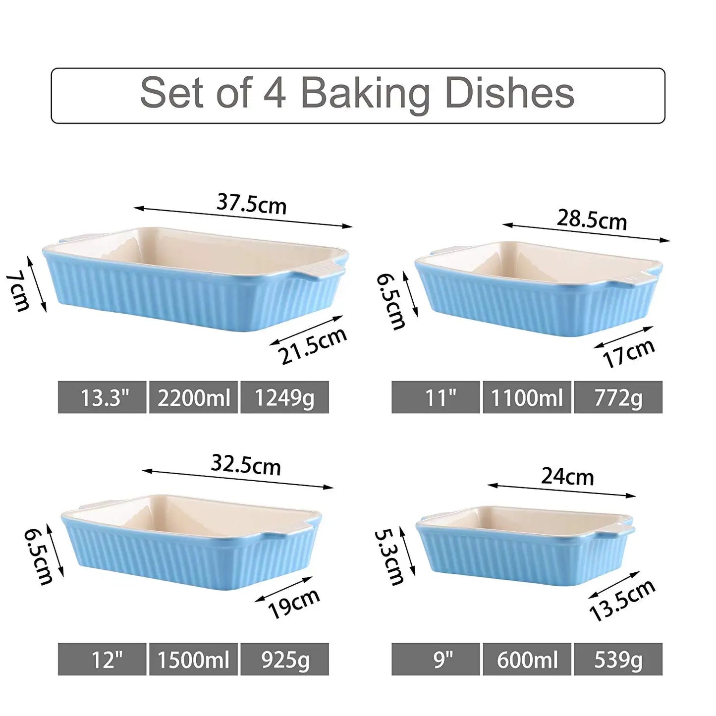 Luxurious Ceramic Baking Dish Set of Four