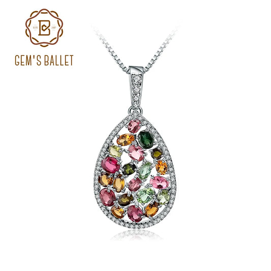 Luxe Natural Tourmaline Pendant Necklace in Solid 925 Sterling Silver