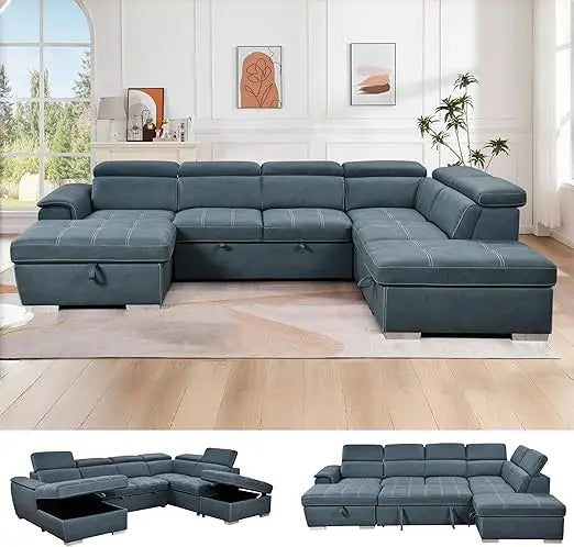 Ultimate Chic 7 Seat Sectional Sofa, Bed Conversion with  Storage