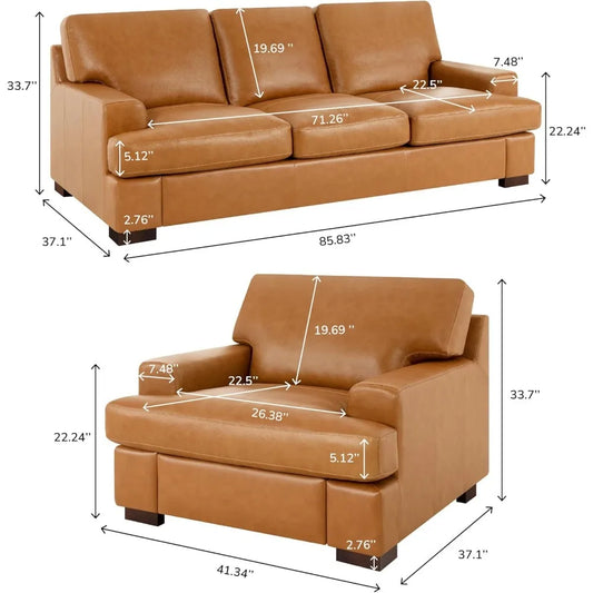Exquisite Genuine Leather 2 Piece Sofa Set