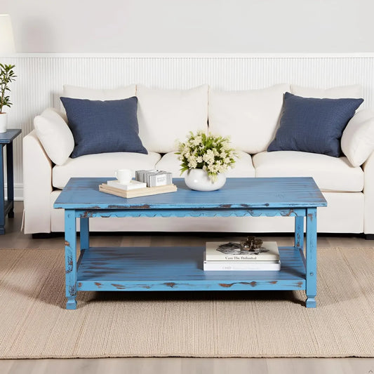 Rustic Antique Farmhouse Pine Wood Coffee Table