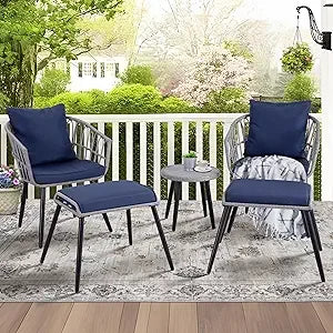 Southern Charm 5 Piece Rattan Patio Bistro Set