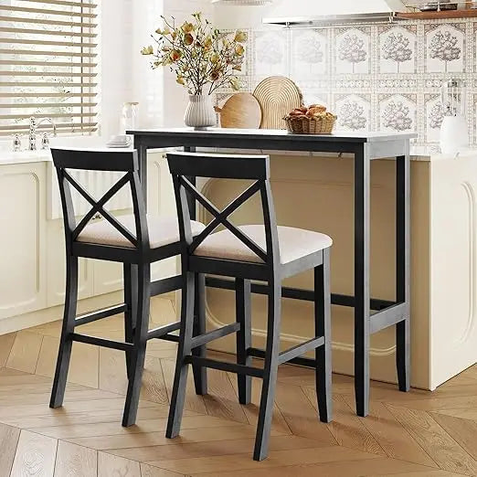 Farmhouse Counter Height Bar Table and Chair Set