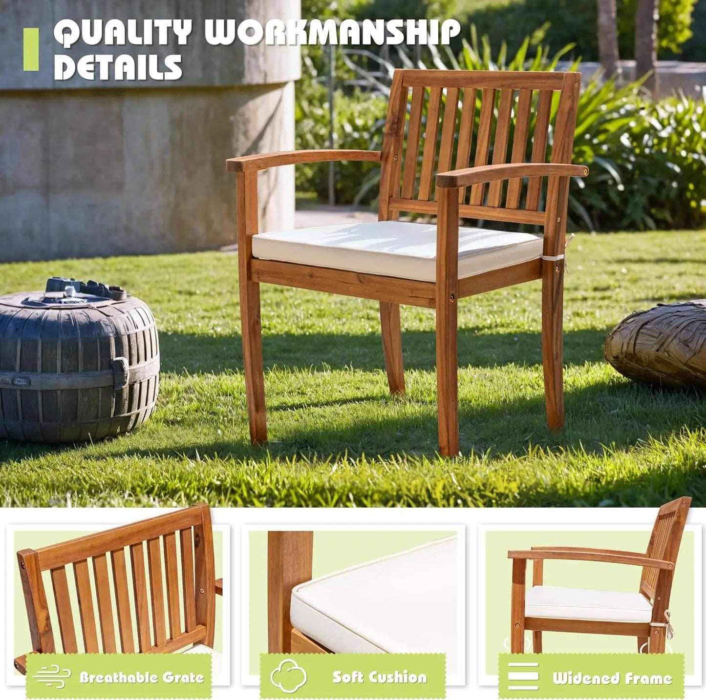 Luxe Country Charm 5 Piece Acacia Wood 5 piece table set