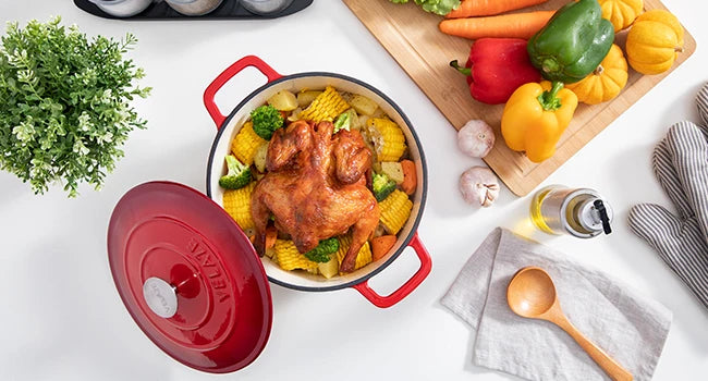 Chef Choice 6Q Dutch Oven in Cast Iron with Non-Stick Enamel