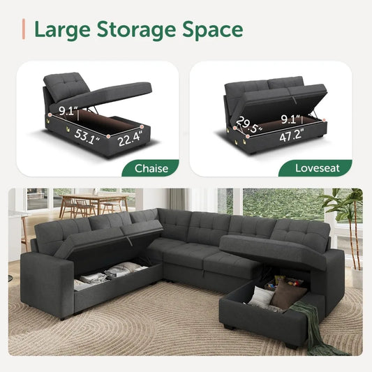 Luxe Haven Chic Slumber Sectional Sofa – Stylish Comfort with Easy Sleeper Conversion