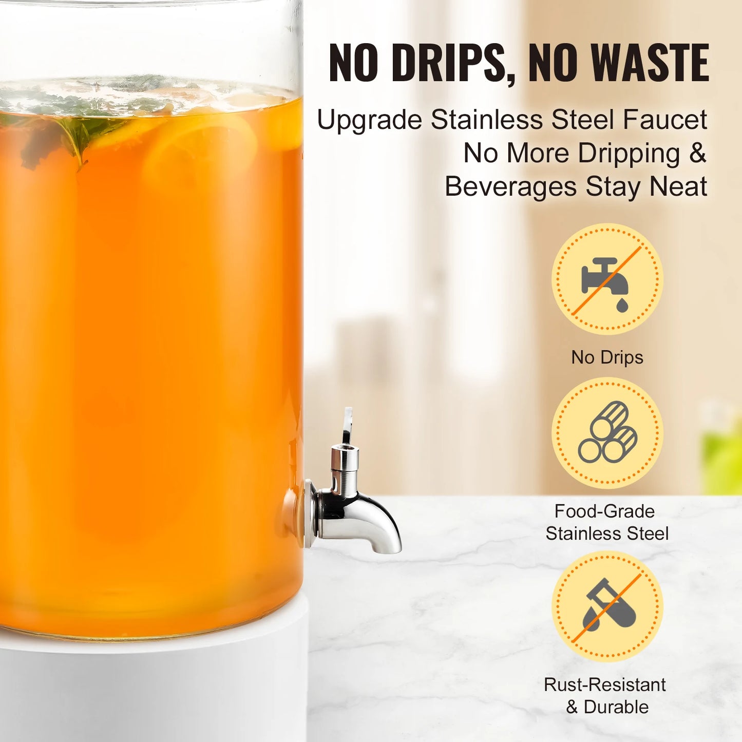No Drip Glass 2 Gallon Drink Dispenser