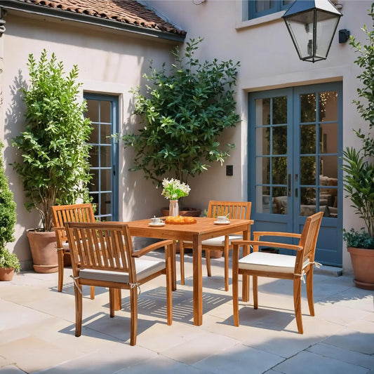 Luxe Country Charm 5 Piece Acacia Wood 5 piece table set