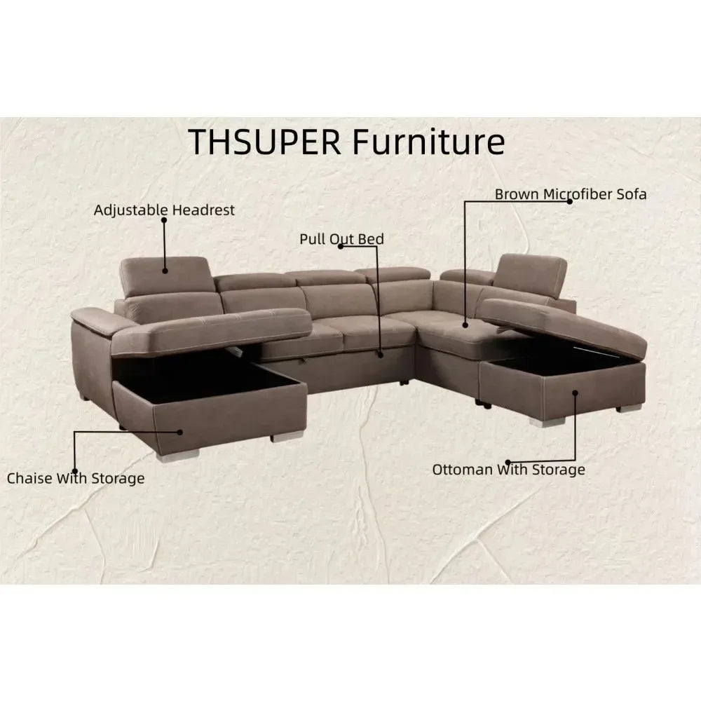 Ultimate Chic 7 Seat Sectional Sofa, Bed Conversion with  Storage