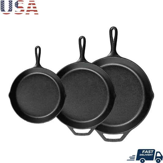 Rustic 3 Piece Cast Iron Skillet Set