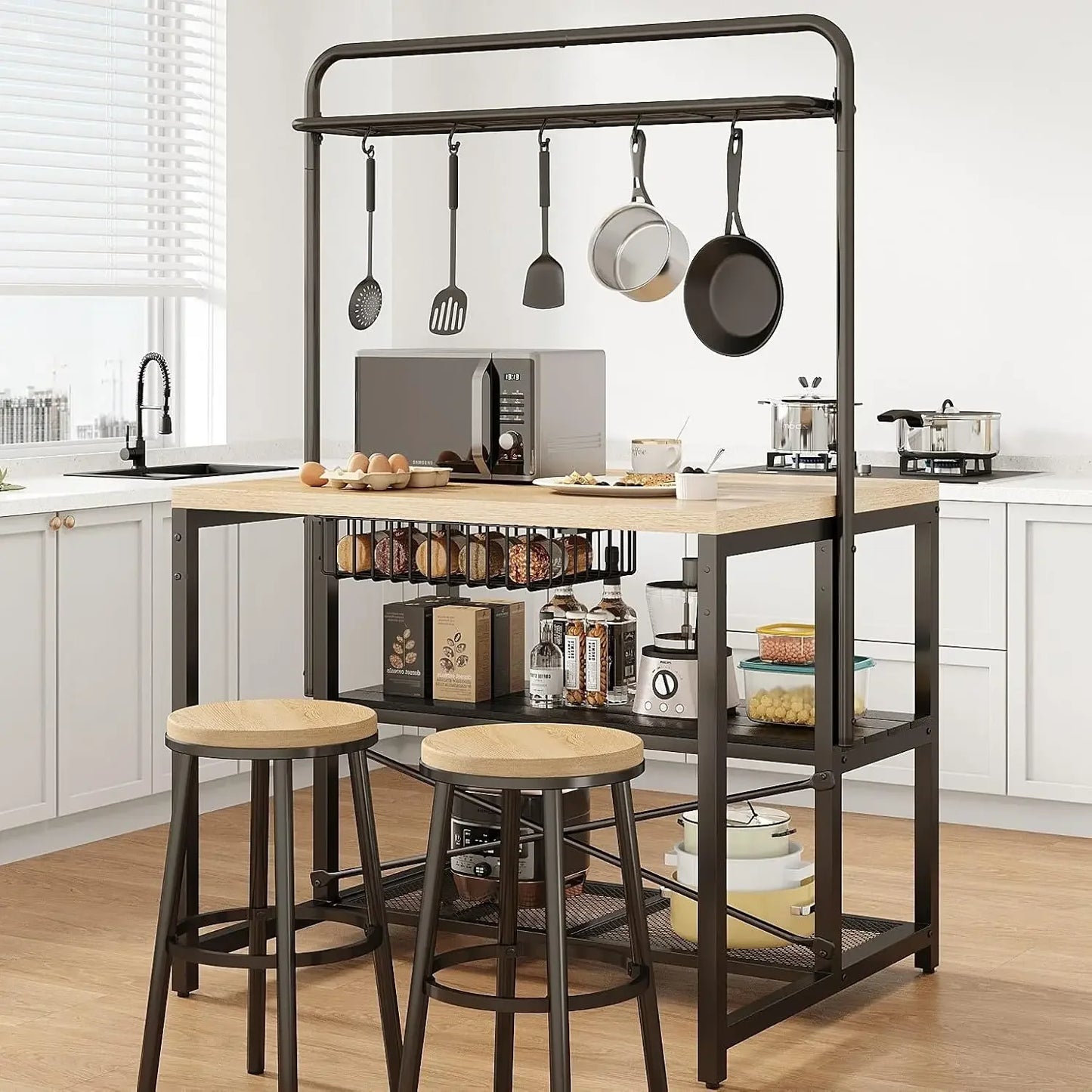 Luxe Cottage Kitchen Island (Bakers Rack, Island Table or Coffee Bar Table)