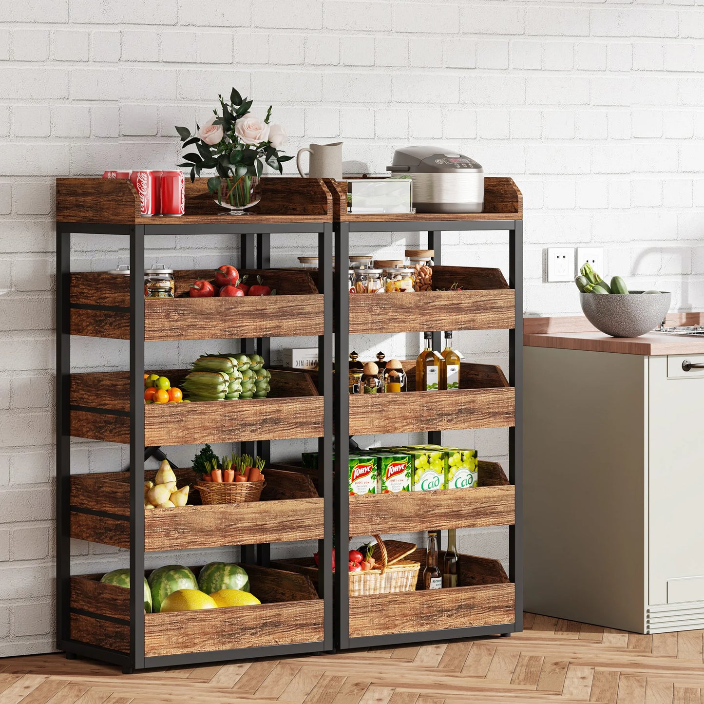 5-Tier Pull-Out Basket Stand, Utility Shelf Organizer