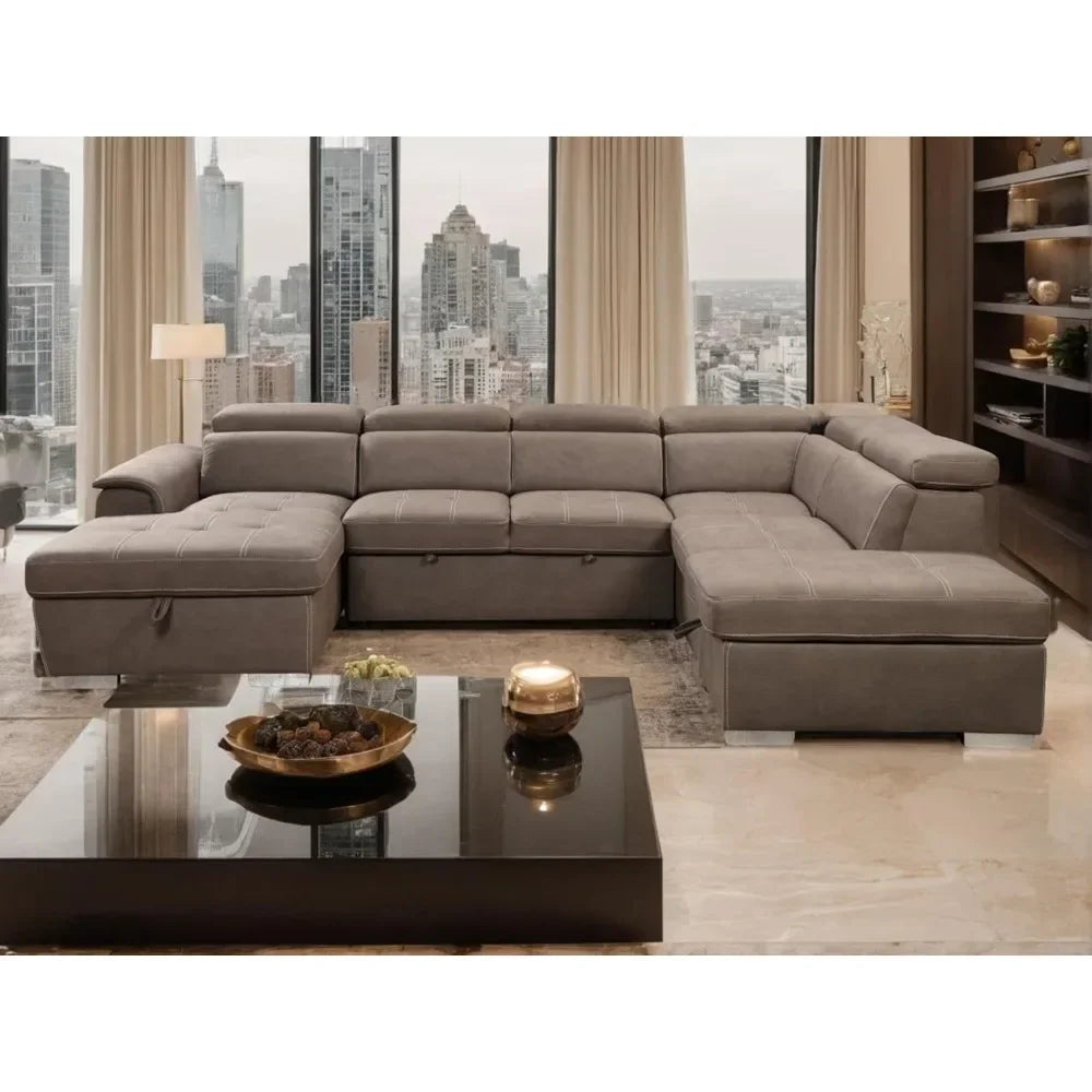 Ultimate Chic 7 Seat Sectional Sofa, Bed Conversion with  Storage
